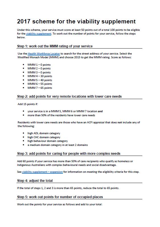Image - 2017 scheme for the viability supplement (residential aged care)