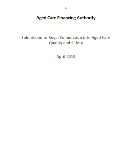 ACFA submission to the Royal Commission into Aged Care Quality and Safety cover
