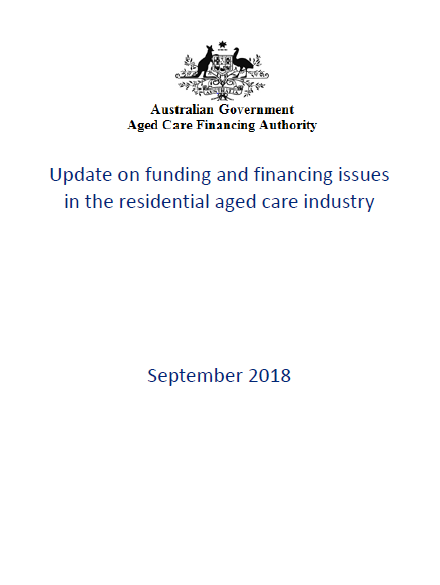ACFA update on funding and financing issues in the residential aged care industry cover