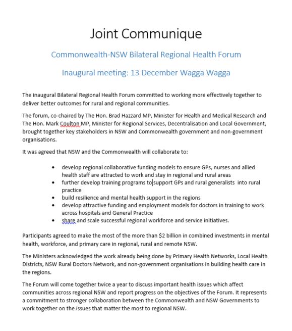 Commonwealth-NSW-Bilateral-Regional-Health-Forum