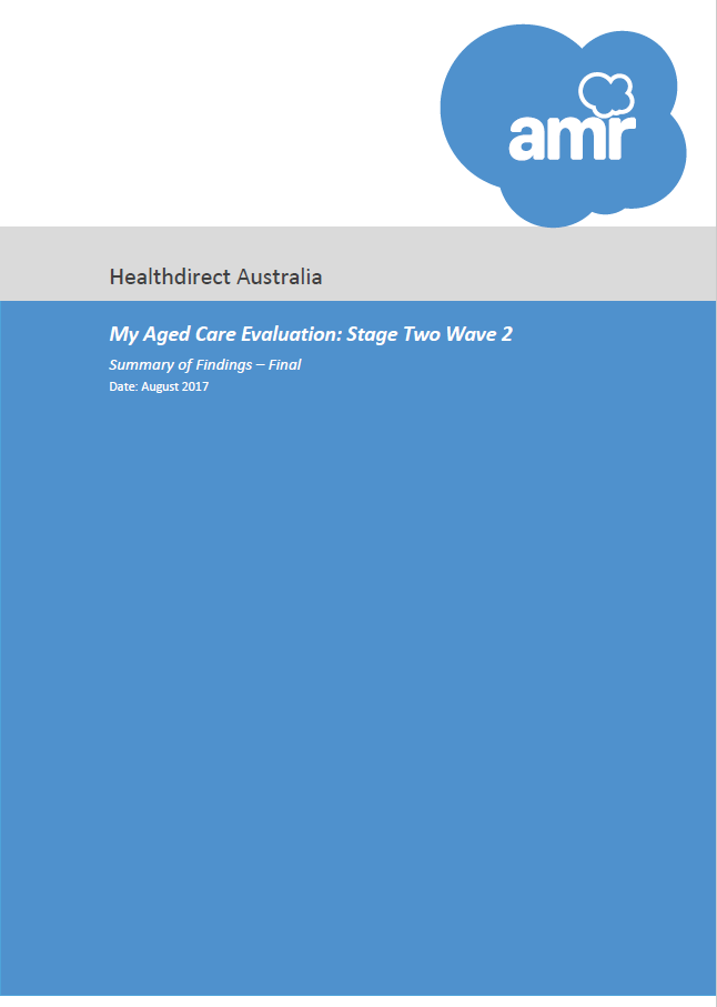 Cover image for My Aged Care Stage Two Wave 2 Research – Summary of Findings.