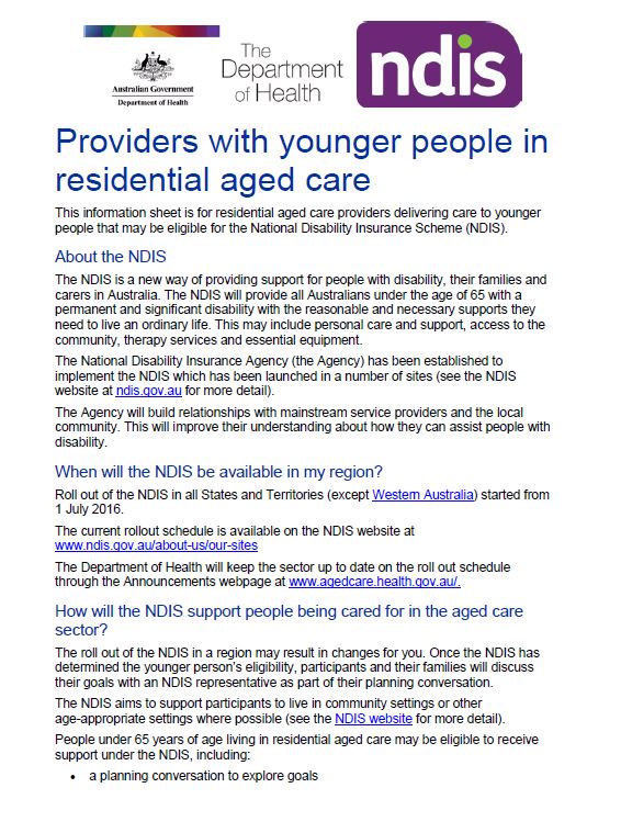 cover image - Providers with younger people in residential aged care 