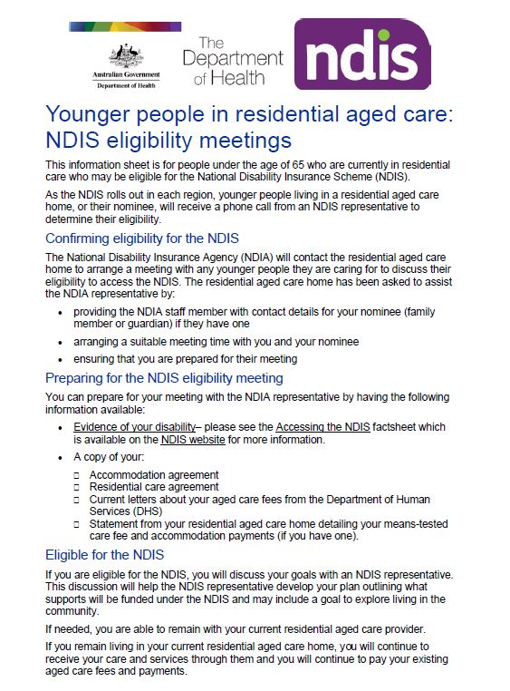 Image - Younger people in residential aged care: NDIS eligibility meetings