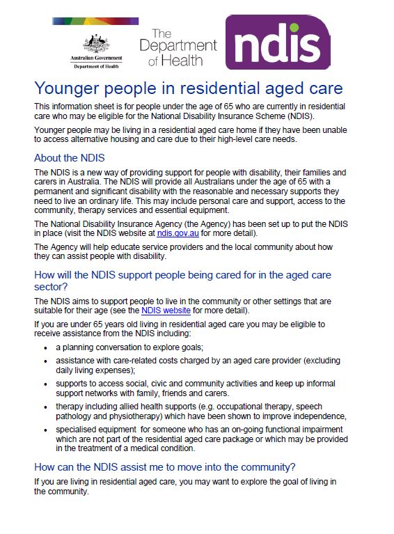 Image - Younger people in residential aged care: NDIS