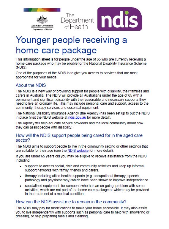 Image - Younger people receiving a Home Care Package: NDIS