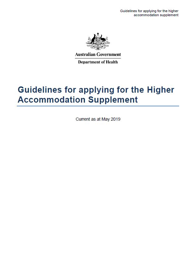 Guidelines for Applying for the Higher Accommodation Supplement cover image