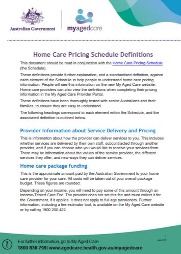 Cover image for Home care pricing definitions
