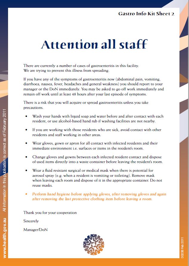 Information Sheets — Gastroenteritis Kit for Aged Care cover image