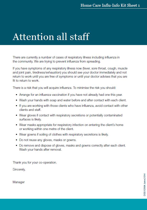 Information sheets — Influenza Kit for Home Care cover image
