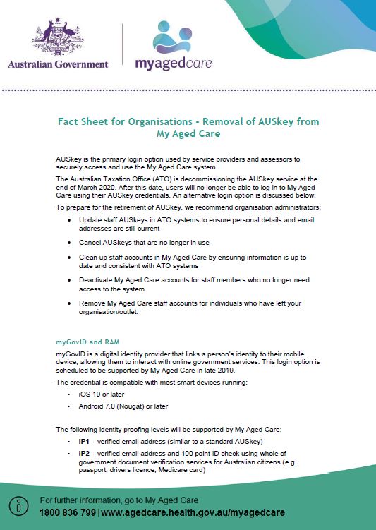 Cover image for My Aged Care – Removal of AUSkey fact sheet