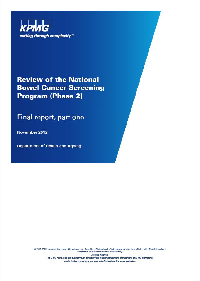 Cover image for Review of the National Bowel Cancer Screening Program (Phase 2).