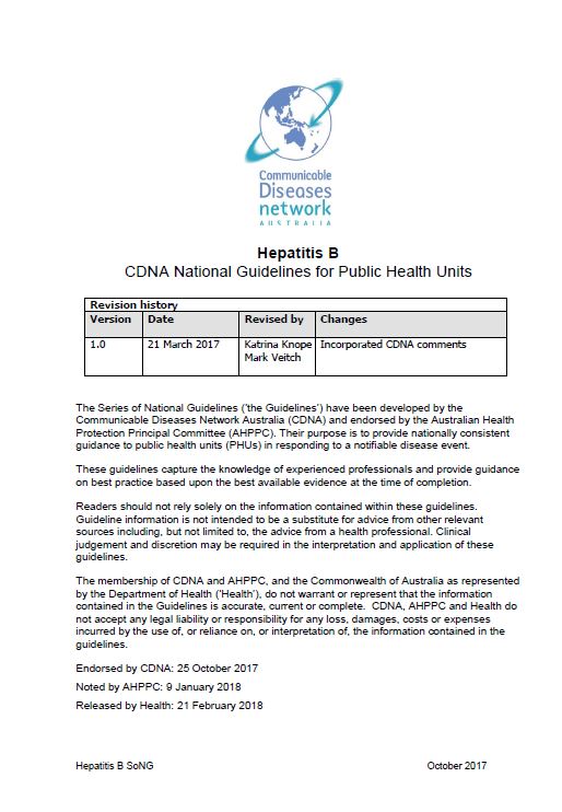 CDNA National Guidelines – Hepatitis B