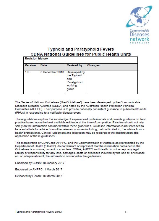 Cover image for CDNA Exposure Assessment Form – Typhoid and Paratyphoid