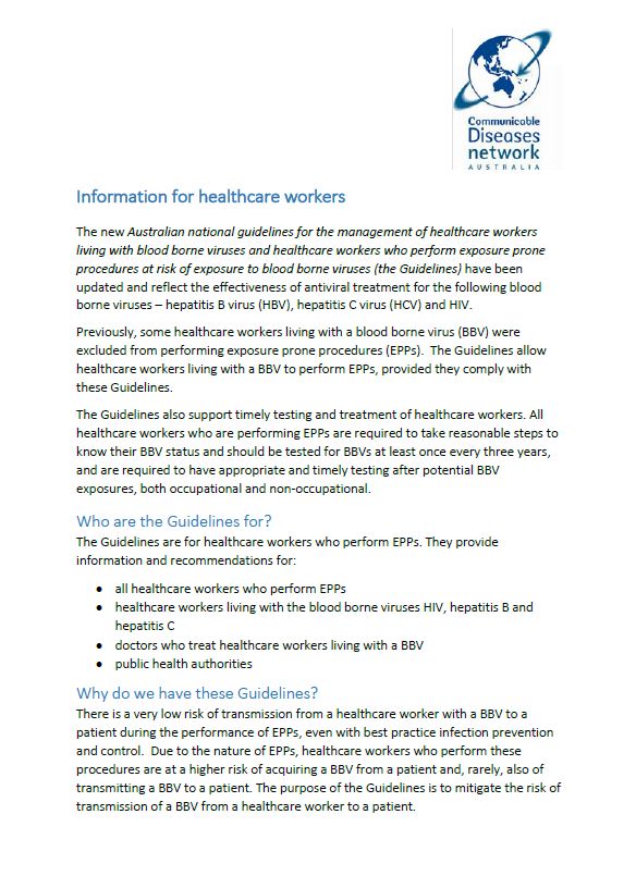 Cover image for CDNA Guidelines – Information for Healthcare Workers 
