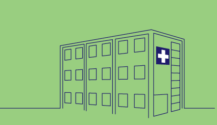 Line drawing of hospital