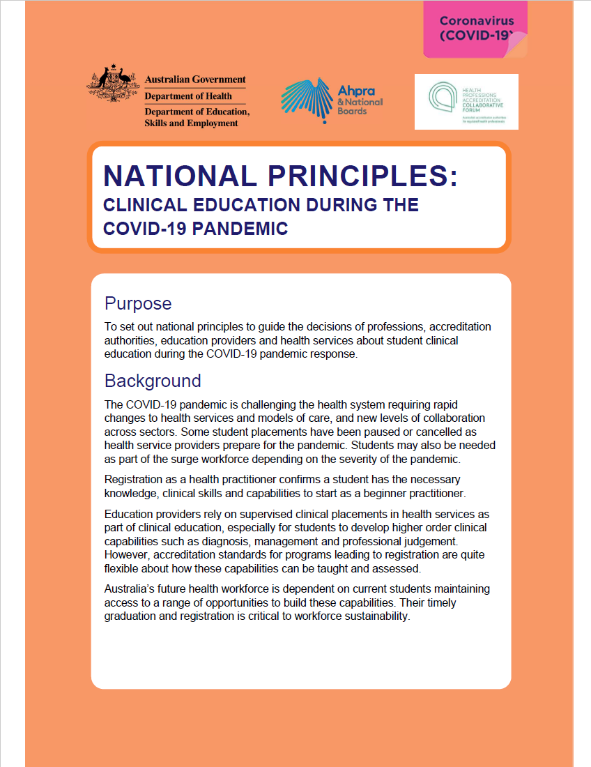 Cover image for National Principles: Clinical Education During the COVID-19 Pandemic