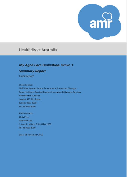 My Aged Care Wave 3 - Summary of Findings - Final Report cover