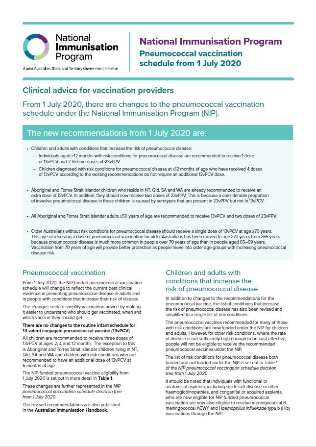 Pneumococcal fact sheet cover image