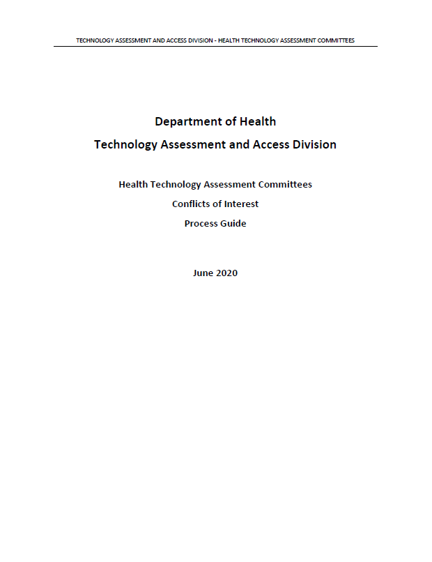 Health technology assessment committees – conflicts of interest process guide