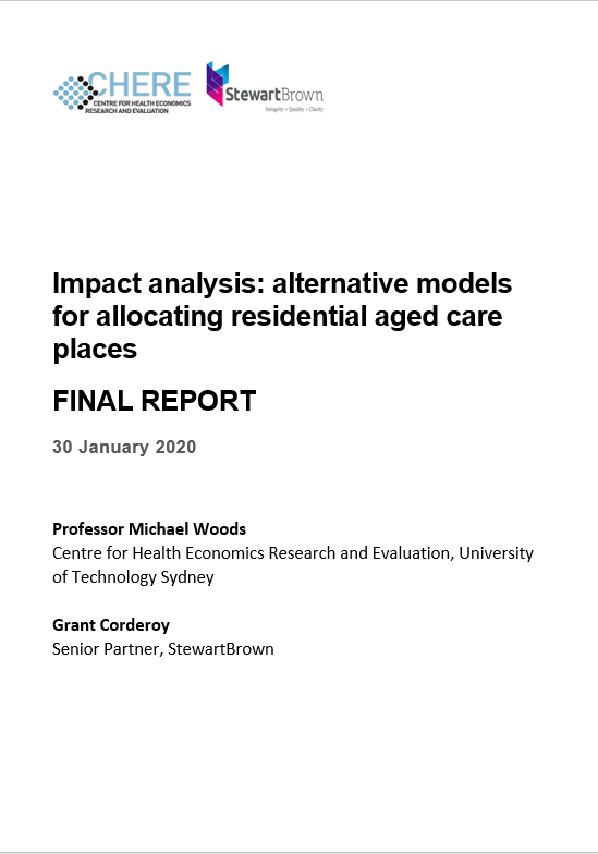 Final report: Impact analysis – alternative models for allocating residential aged care places