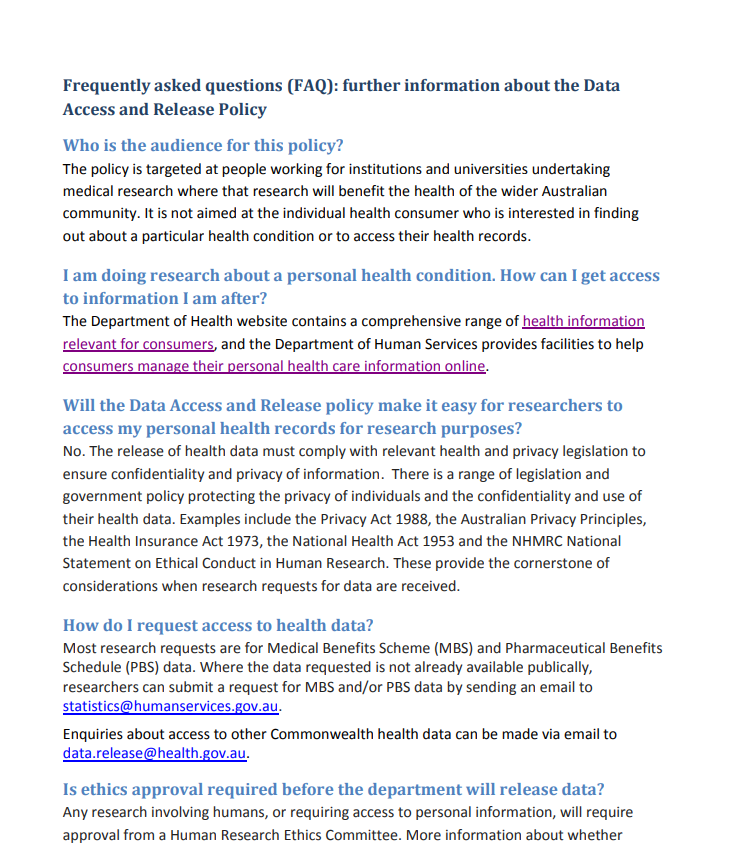 Data access and release policy