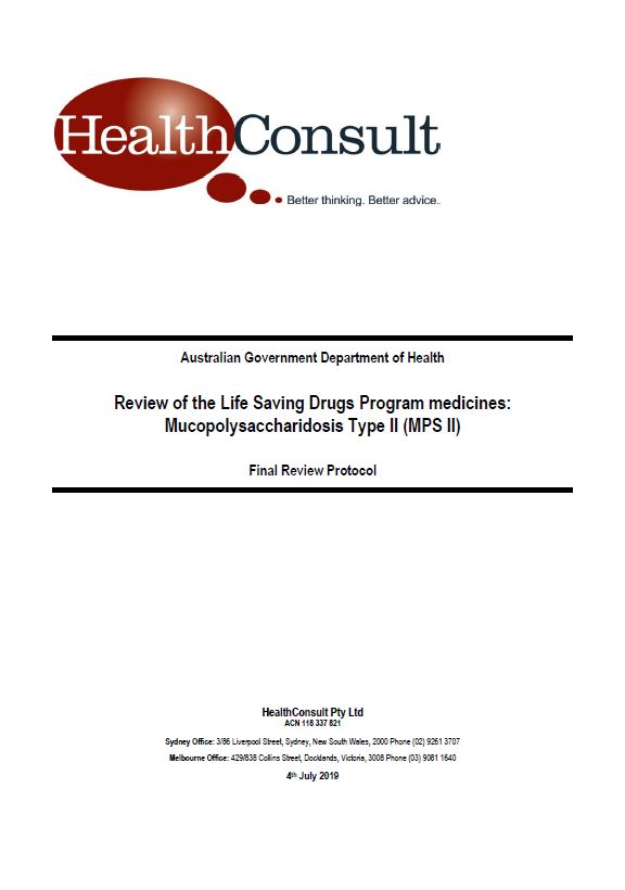 Cover image of MPS II medicines review protocol