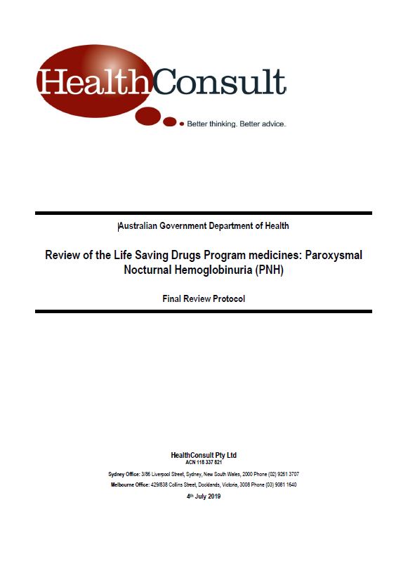 Cover image for Life Saving Drugs Program – Paroxysmal nocturnal haemoglobinuria – Medicines review protocol