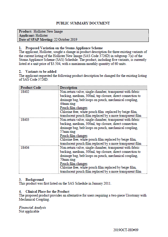 Cover image for SPAP public summary documents – October 2019 – Hollister New Image 