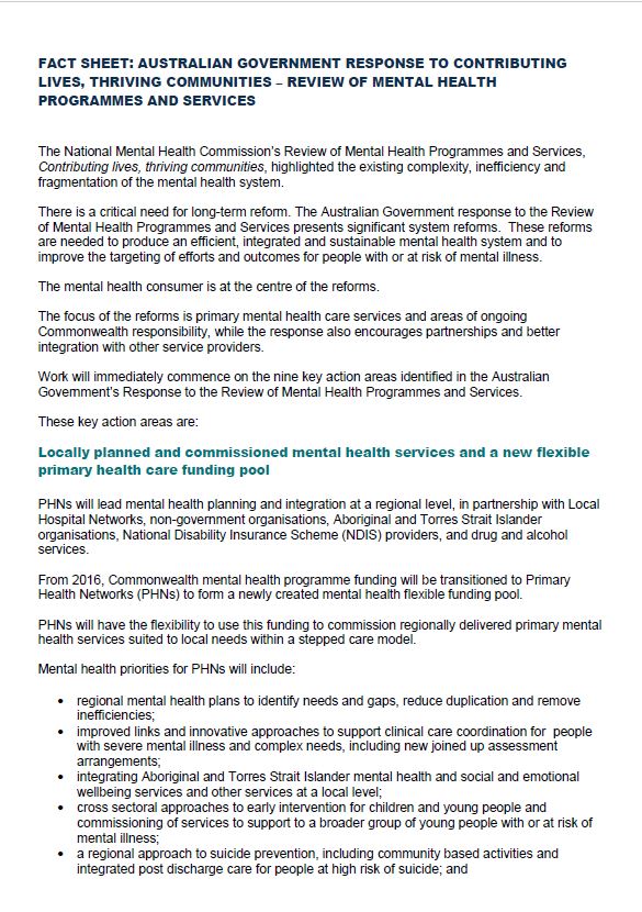 Cover image for Australian Government response to mental health response
