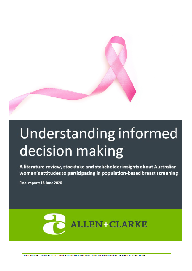 BreastScreen Australia – Understanding informed decision making – a literature review about Australian women’s attitudes to participating in population-based breast screening