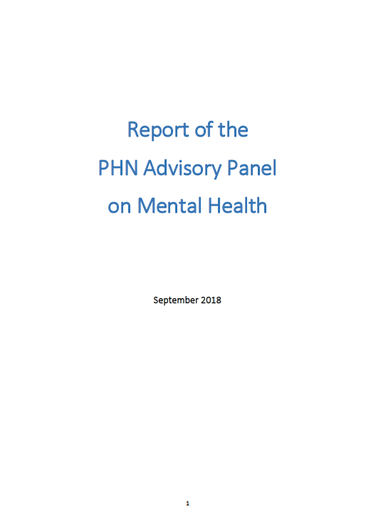 Cover image for Report of the  PHN Advisory Panel  on Mental Health