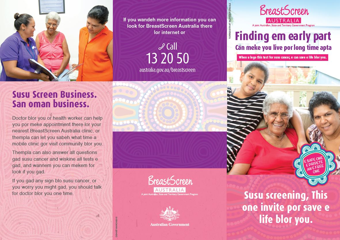Cover image of BreastScreen Australia brochure in Torres Strait Creole