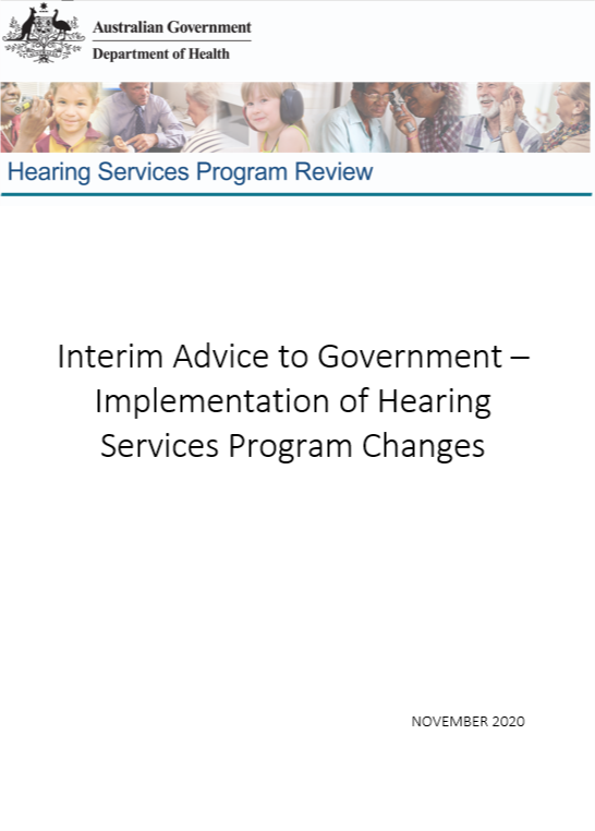 Cover image for Hearing Services Review Interim Advice to Government – Implementation of HSP Changes