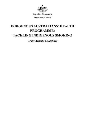 Cover of publication: Indigenous Australians’ Health Programme: Tackling Indigenous Smoking – Grant Activity Guidelines