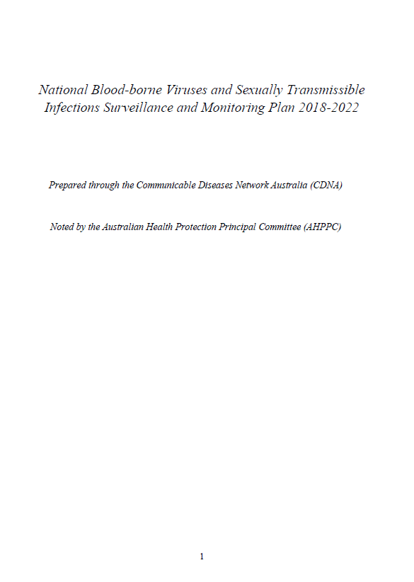 Cover image for National Blood-borne Viruses and Sexually Transmissible Infections Surveillance and Monitoring Plan 2018–2022
