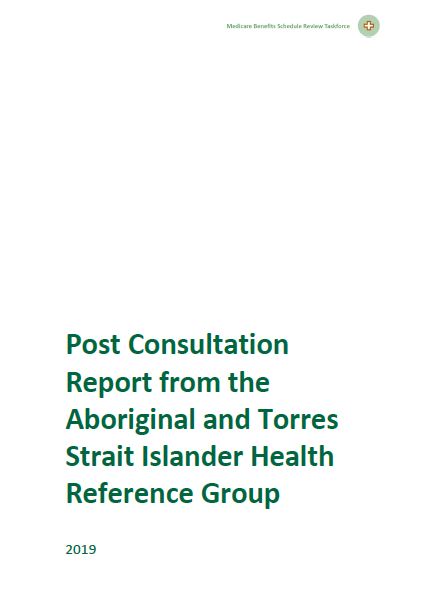 Post Consultation Report from the Aboriginal and Torres Strait Islander Health Reference Group cover