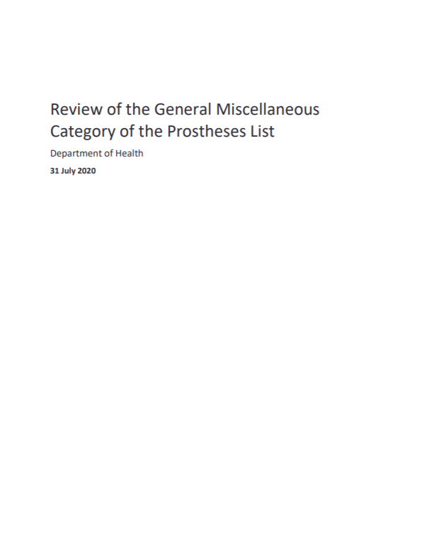 Cover image for Review of the General Miscellaneous Category of the Prostheses List report