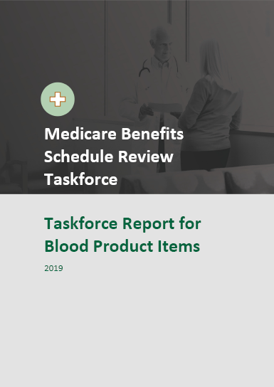 Cover image for the Taskforce Report for Blood Product Items