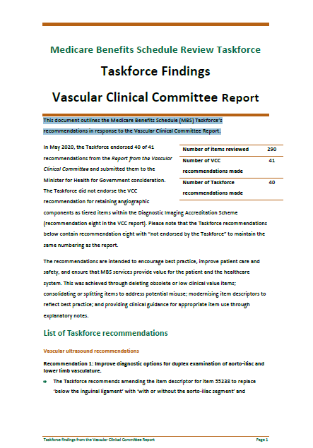 Cover image Vascular Clinical Committee Report 
