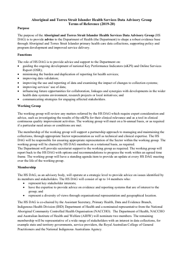 Cover image of the HS DAG terms of reference