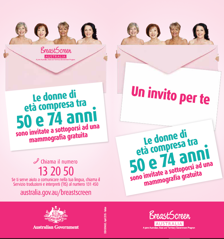 Cover image for BreastScreen Australia – brochure – You’re invited – Italian