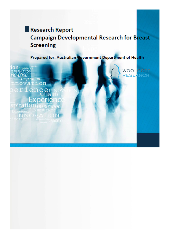 Cover image for BreastScreen Australia campaign developmental research for breast screening