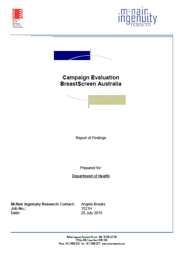 Cover image for BreastScreen Australia campaign evaluation 