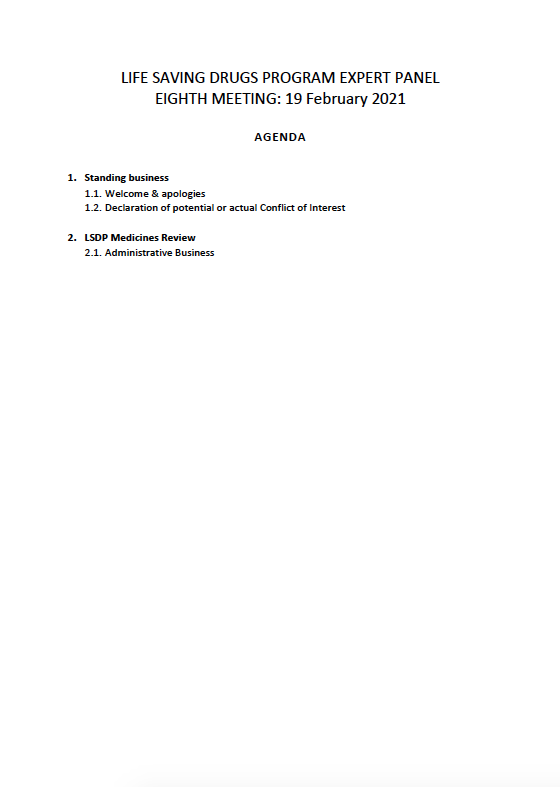 LSDPEP 8th meeting agenda – 19 February 2021 cover image