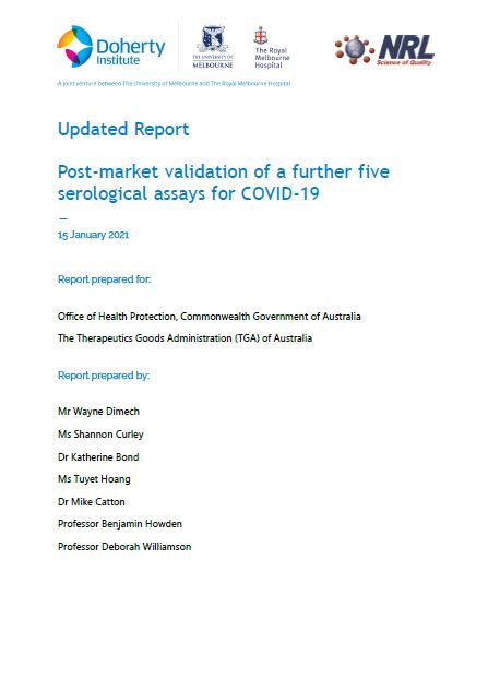 Post-market validation of a further five serological assays for COVID-19 – updated report cover