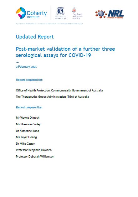 Post-market validation of a further three serological assays for COVID-19 cover