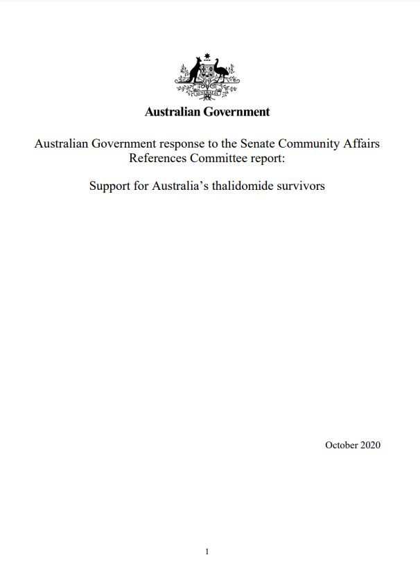 Cover image for Australian Government response for the support for Australia’s thalidomide survivors