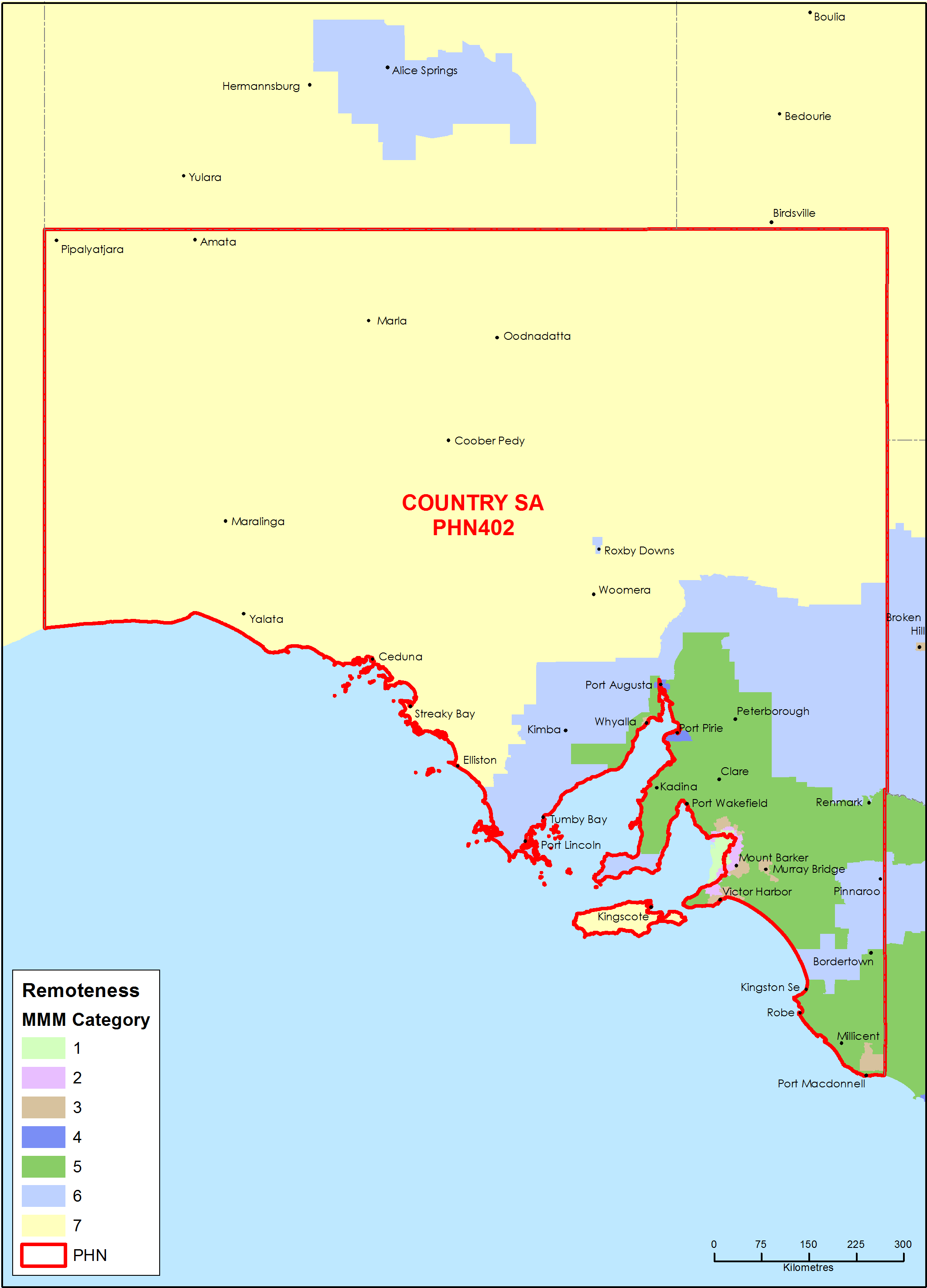 Adelaide PHN MMM remoteness area map