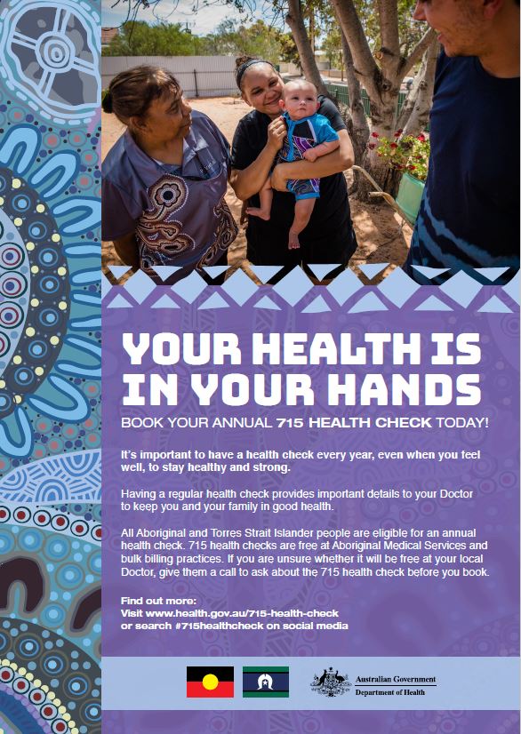 cover image for Annual health check for Aboriginal and Torres Strait Islander people – poster – Your health is in your hands 