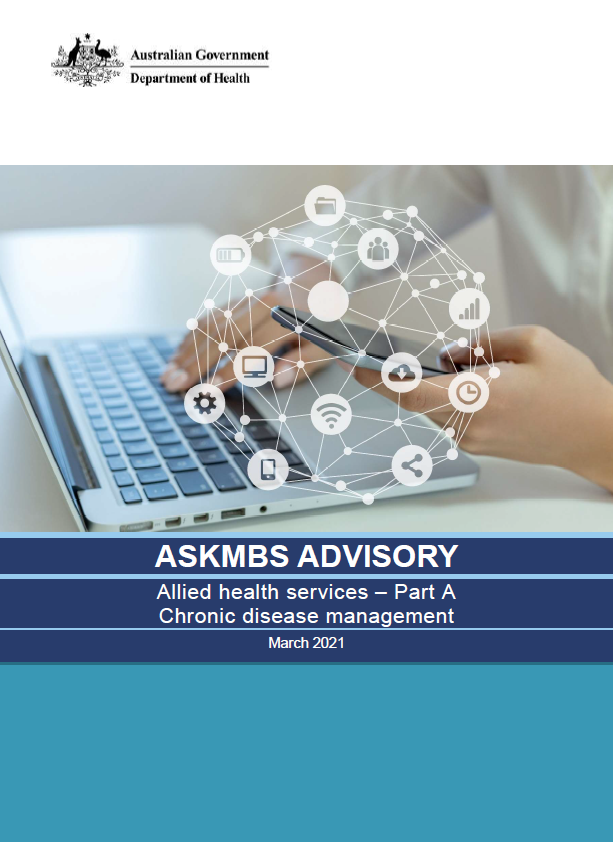 Cover images of the AskMBS Advisory allied health - Part A Chronic disease management